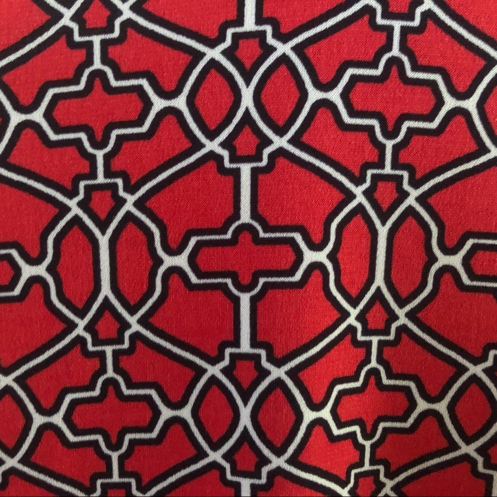 Laundry Shelly Segal Top S 3/4 Sleeve Ruched Button Down Bold Red Pattern - Picture 6 of 6